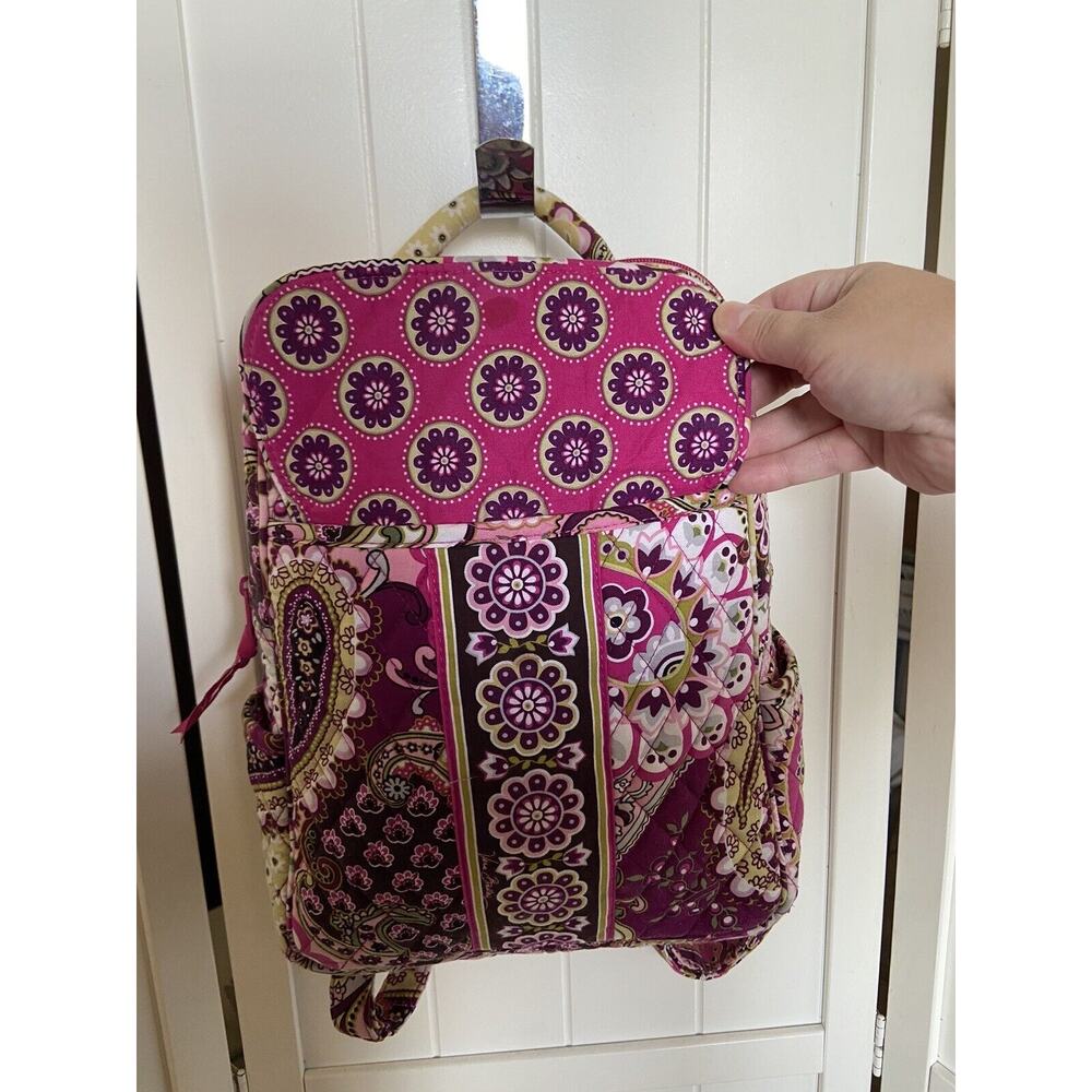 Vera Bradley Very Berry Paisley Small Backpack Bag Plum & Pink Retired 12" X 9" - Picture 3 of 9